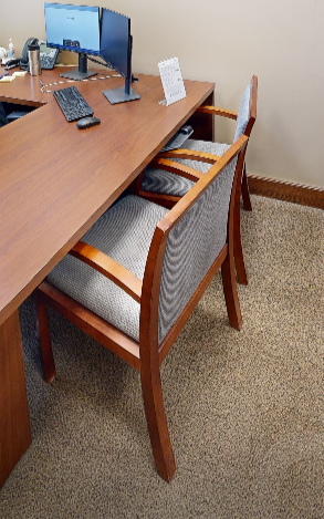 Grey guest chair with arms