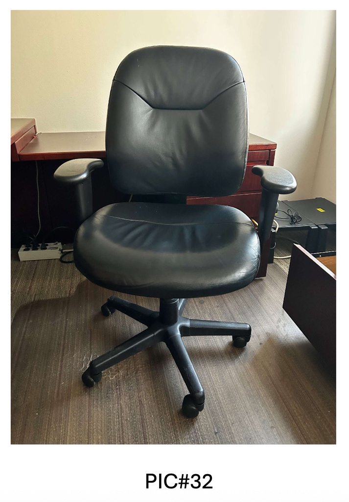TASK CHAIR (HIGH BACK),  LEATHER - BLACK, NO TAG