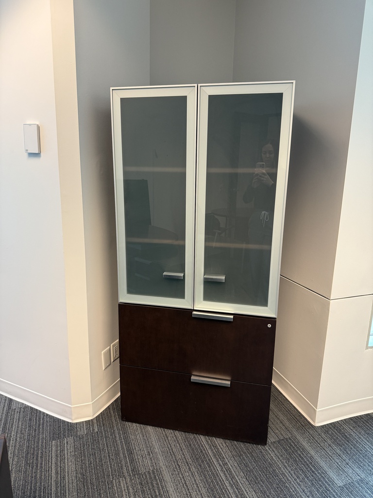 Wood Glass Cabinet Combo w/ Drawers