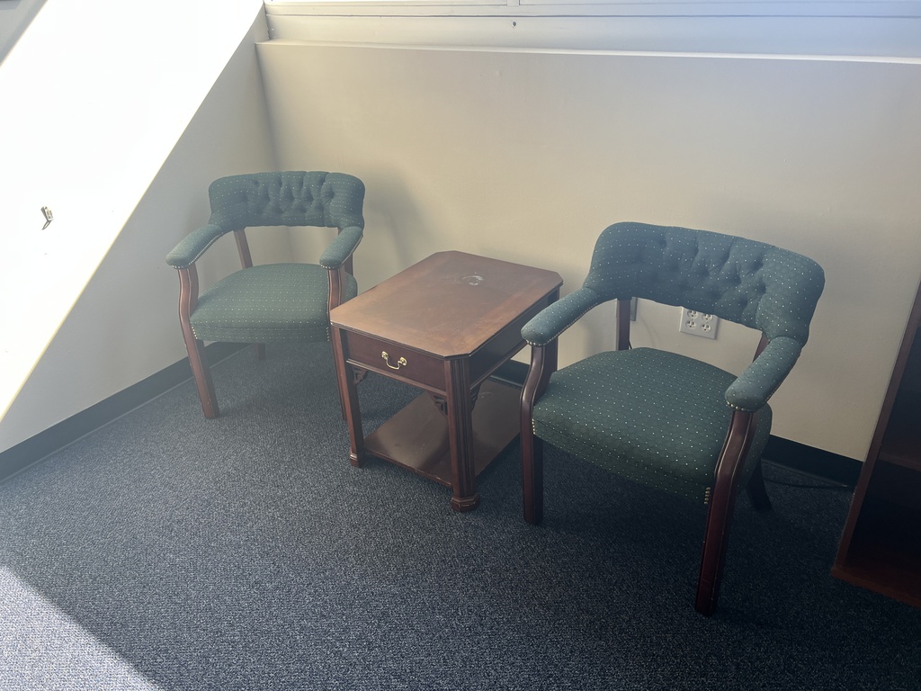 Blue Side Chairs &amp; Side Table