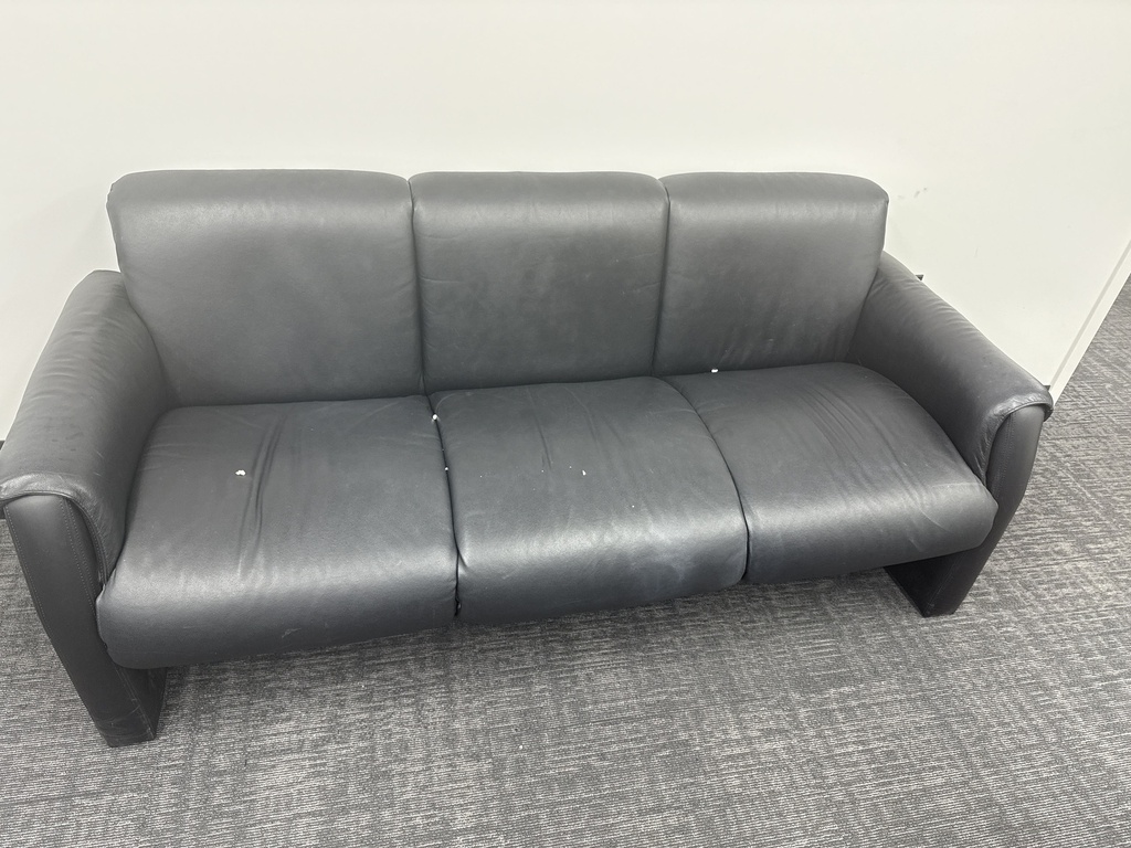 black leather couch