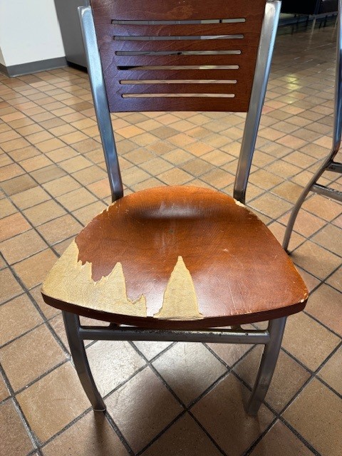 metal and wood chairs