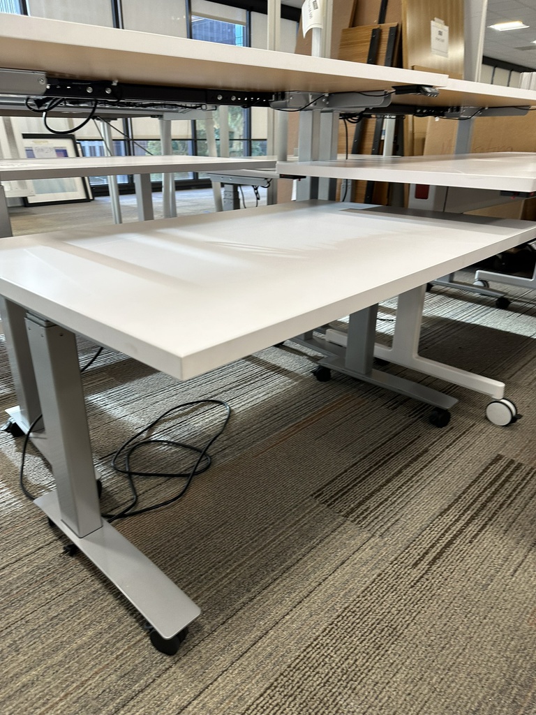 White, Mobile Sit-Stand Desk