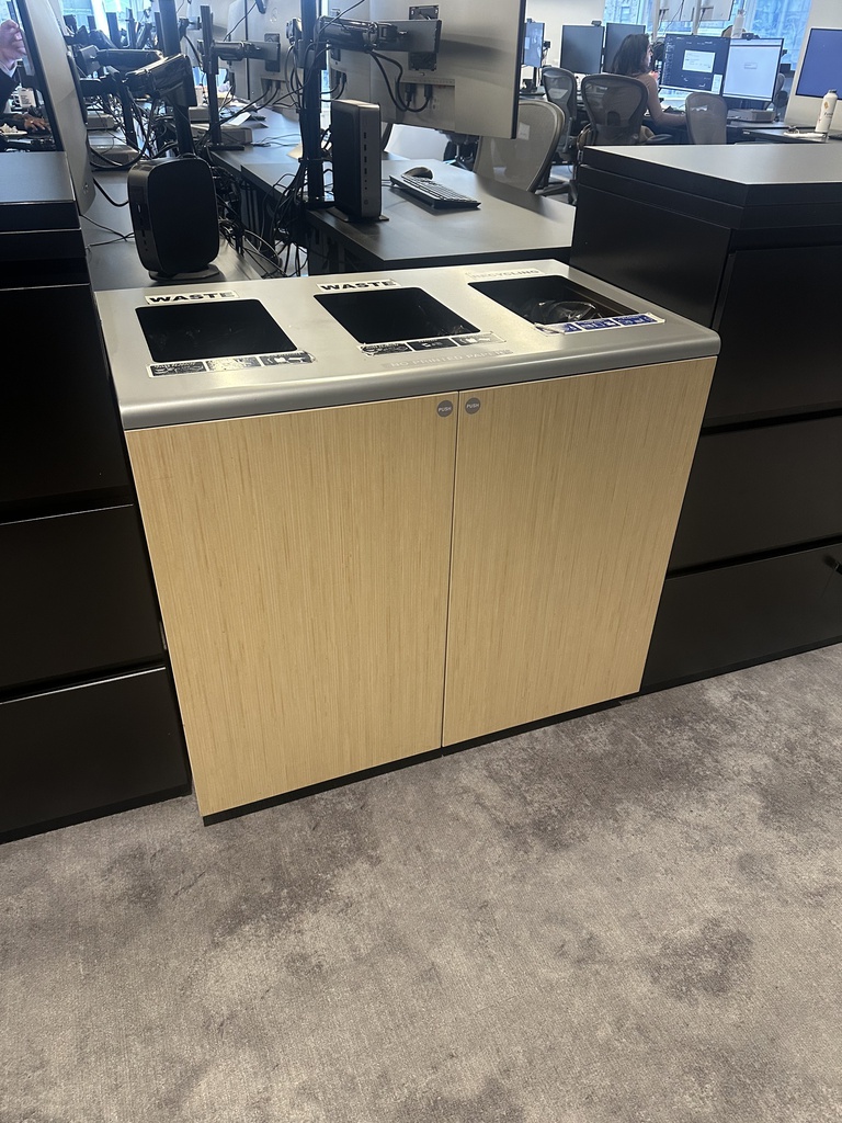 3-Slot Wooden Waste Bins 36”L X 32”H X 22”D