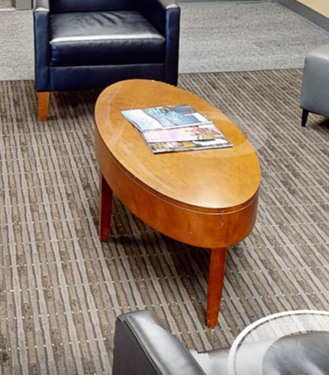 Oval wood coffee table