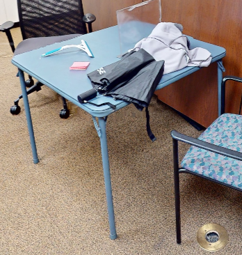 Blue square card folding table