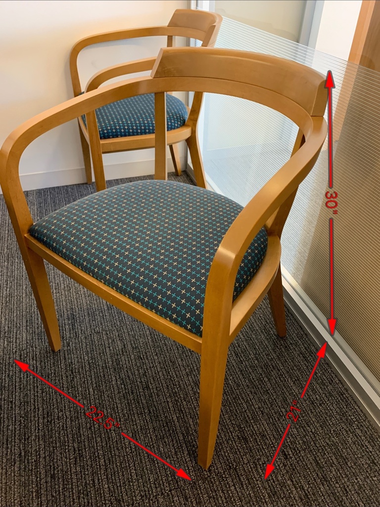 Wooden Arm Chair with Blue Cushions (22.5x21x30)