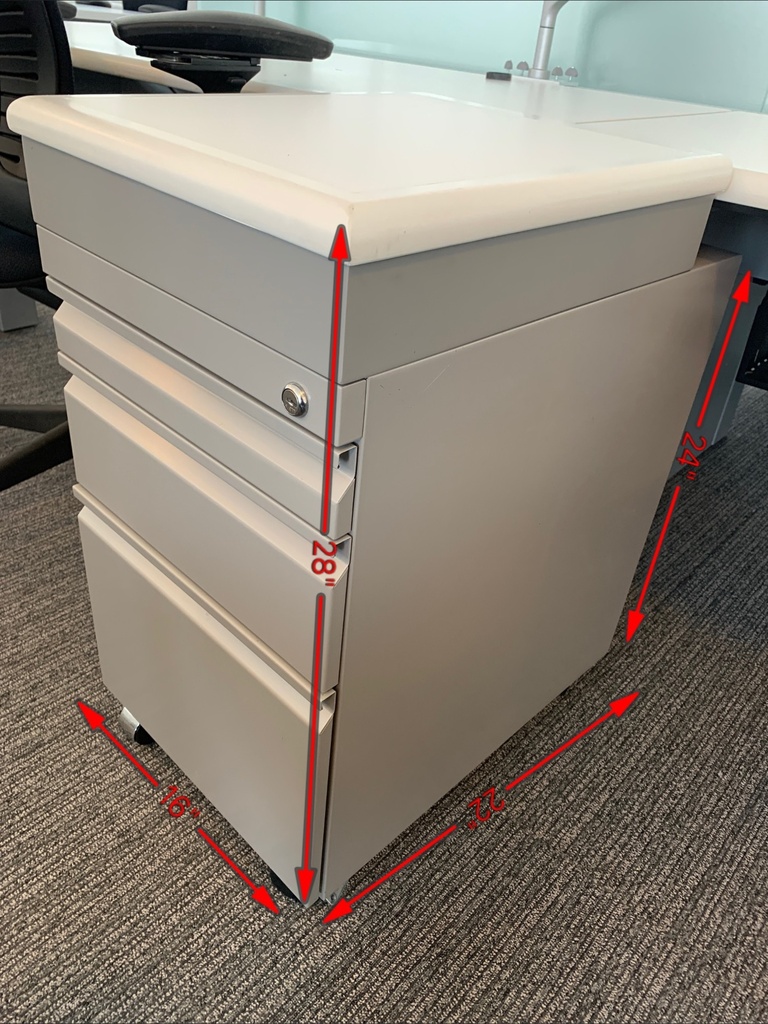 White 3 Drawer Storage Pedestal (36"x72"x24.5)