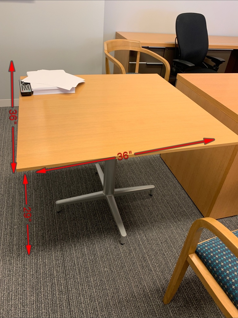 Wooden Square Table with Metal Base (36x36x29)