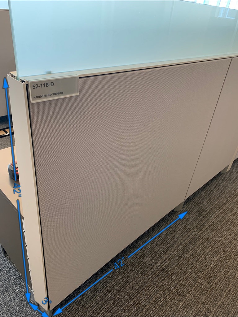 Workstation Wall - Grey Fabric with Metal on Opposite side (42x42x3)