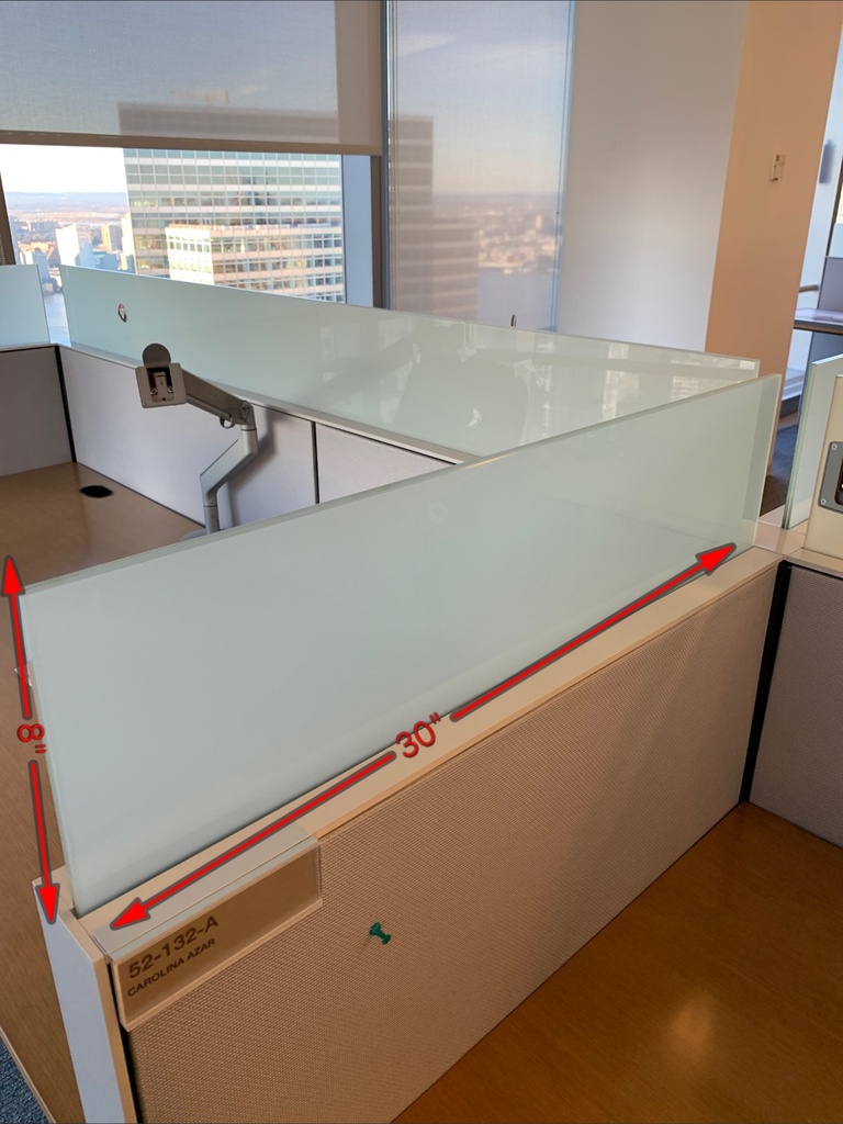 Workstation Wall - Glass with Frosted Design (30x8x.5)