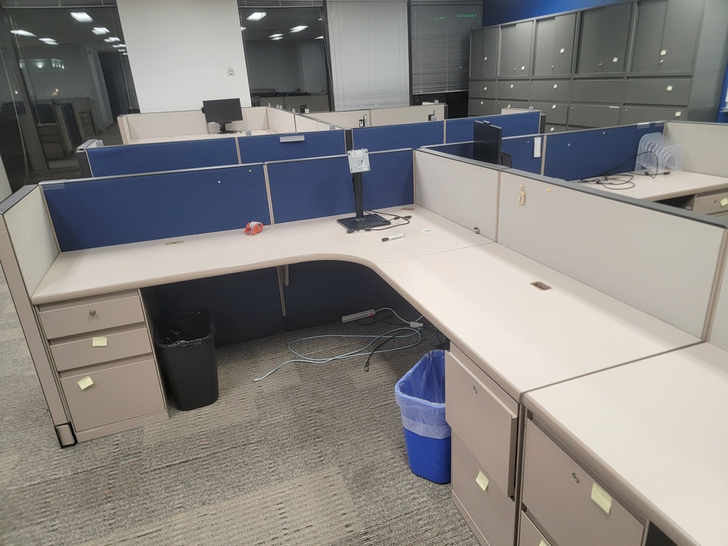 L shape desk-blue