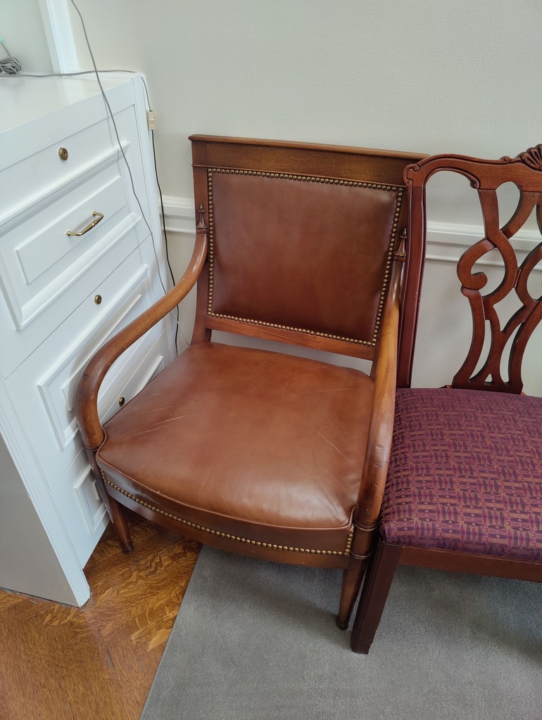 Chair Wood Brown Leather