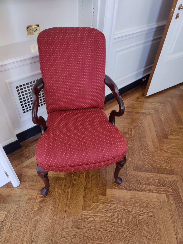 Wood Chair Red Fabric