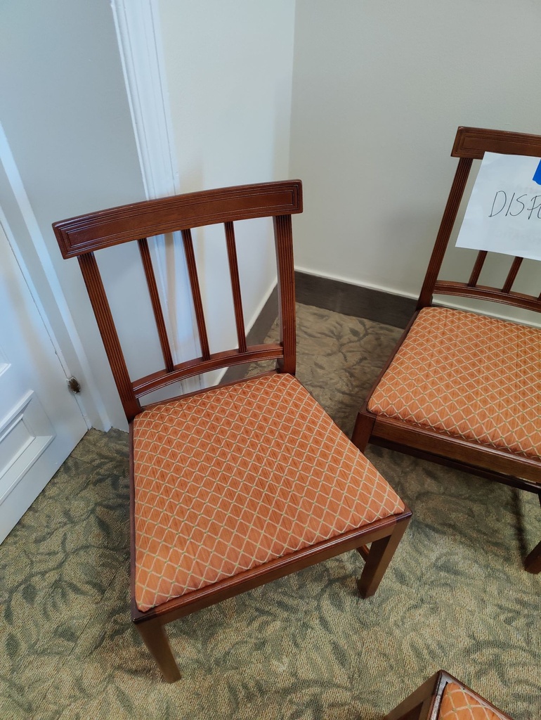 Wood Chair Orange Fabric