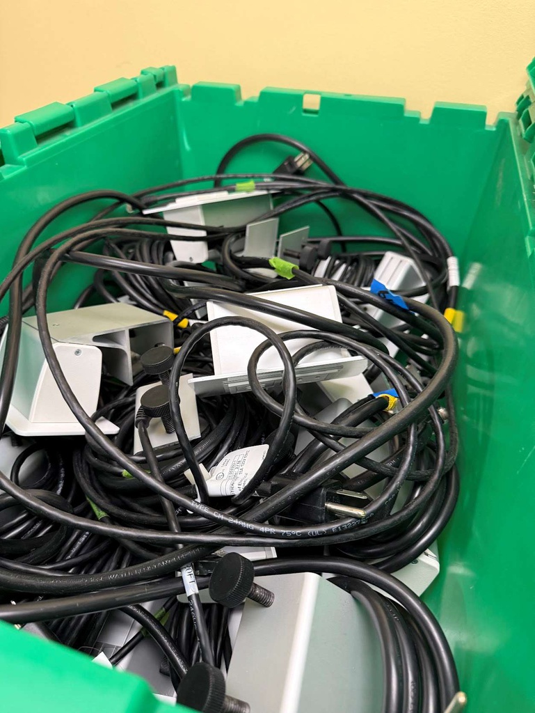 MOVE CRATES FULL OF POWER STRIPS