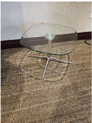 Square Glass Table, Metal Base