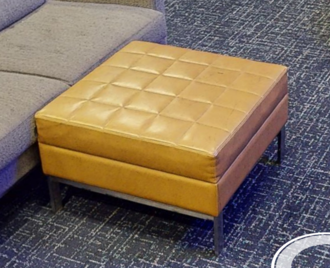 Square gold ottoman
