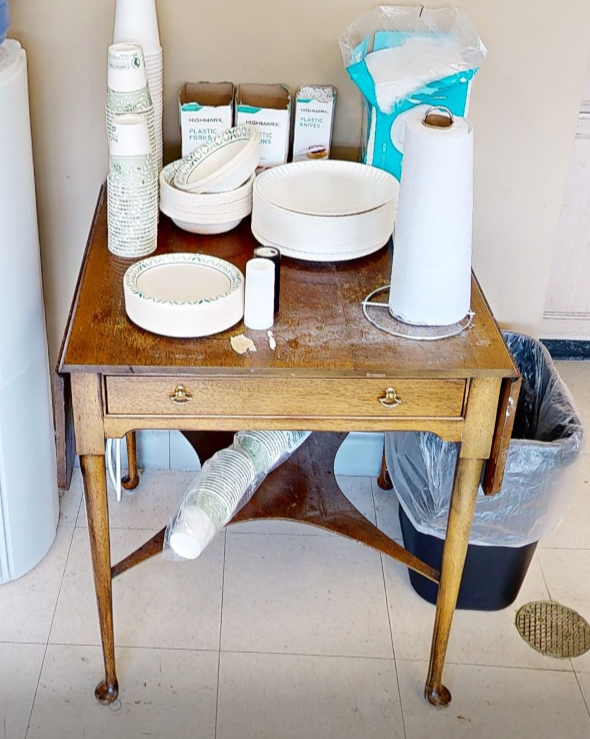 Wood side table with wings