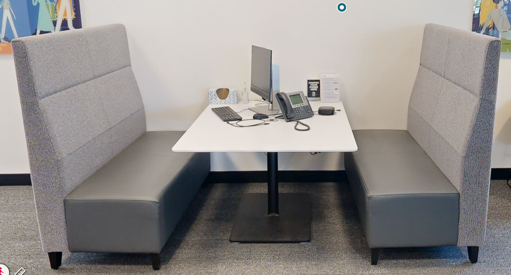 Booth set - 2 tall grey boothw/table