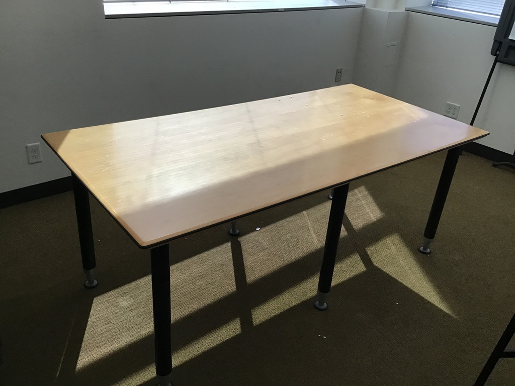 L72" W36" H29" Conf table Maple top/black post legs