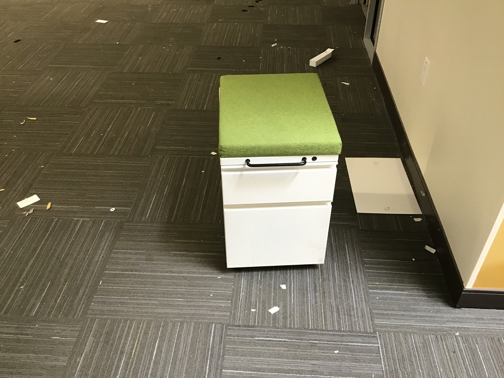 L20" W15" H21" Mobile pedestal/Green cushion