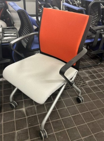 Folding Chair with Wheels - Red and Grey