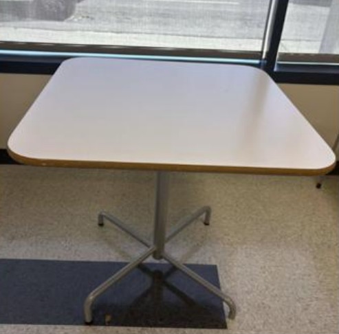 White Wood with Silver Metal Base Table