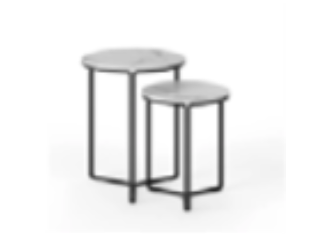 Silver and Marble Side Table  20” Diameter, 24” H 