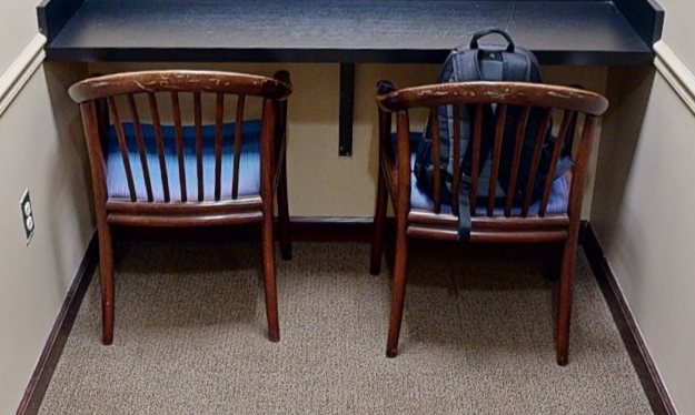 Blue striped guest chair