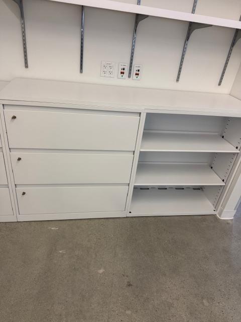 3 DRAWER FILE WITH BOOKCASE W/6' SHARED TOP