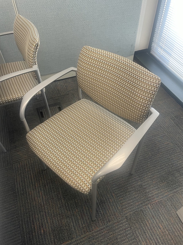 Brown and cream patterned side chair