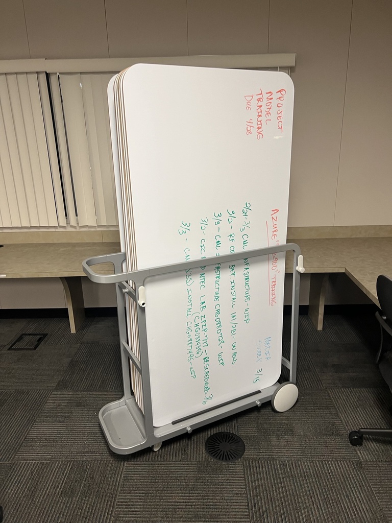48"x18"x76" rolling whiteboard/cart