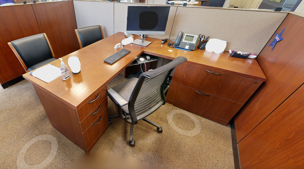 L-shaped desk surfaces