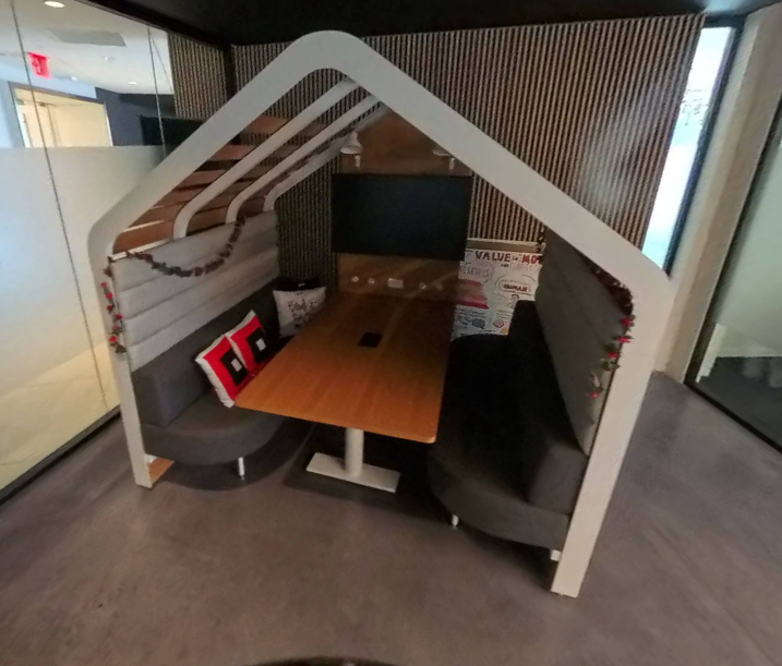 Little Wood Roof over grey booth