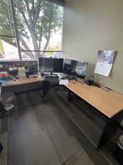 BLACK AND MAPLE L DESK