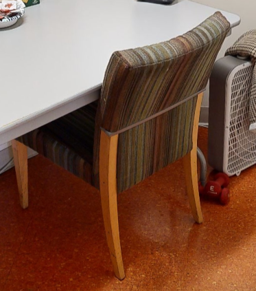 Striped wood side chair