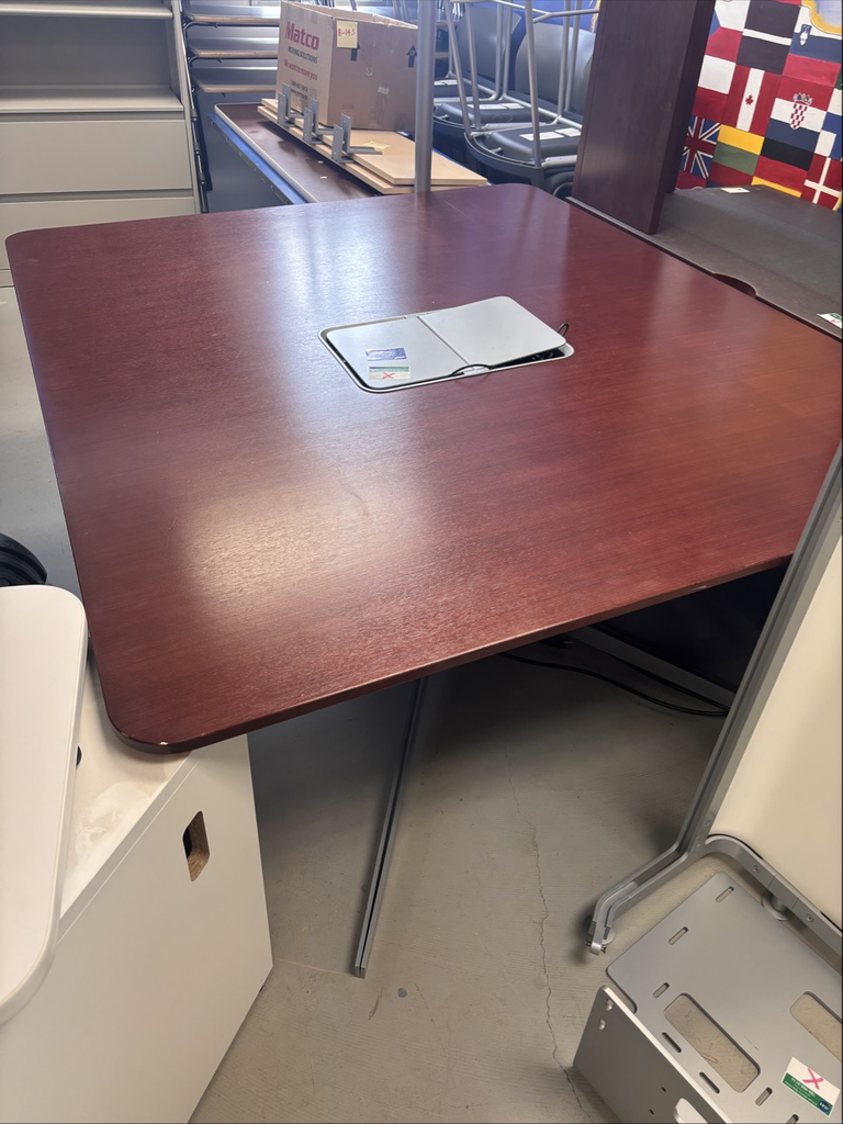 Dark Cherry Boardroom table with media backdrop-Steelcase