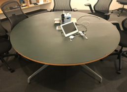 Dark green round table (66")