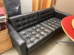 Black leather sofa