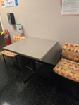 Square table top with metal base