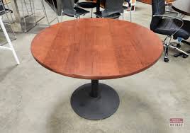 42" round table with black metal base (photo representation)