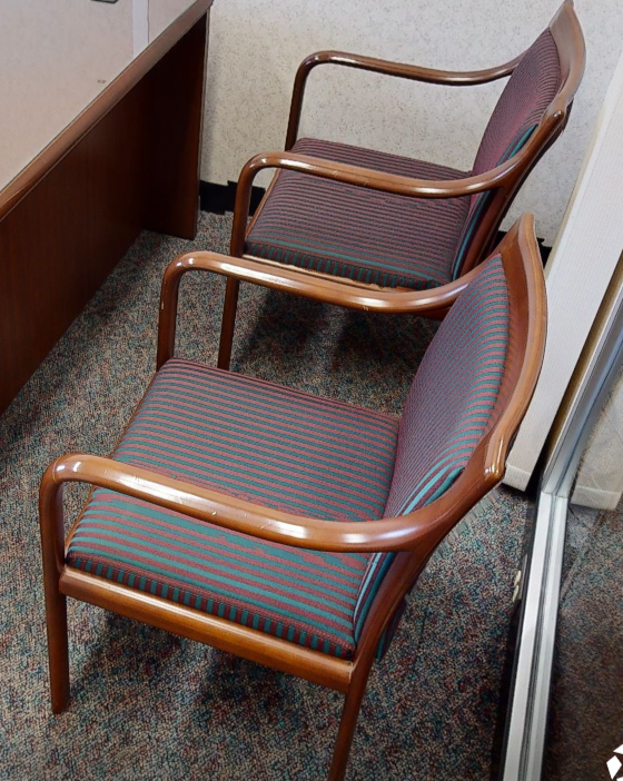 Striped guest chair, wood