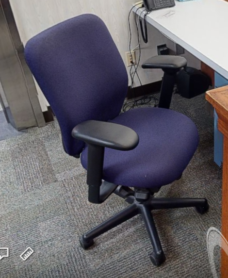 Blue task chair with arms