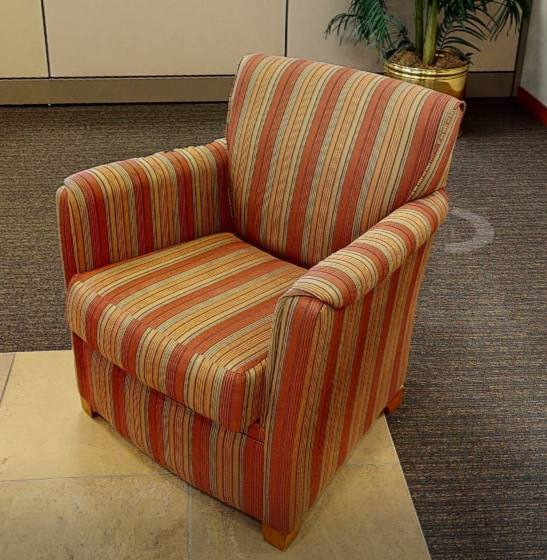 Red striped lounge chair