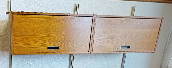 Overhead 2 bins mounted wood