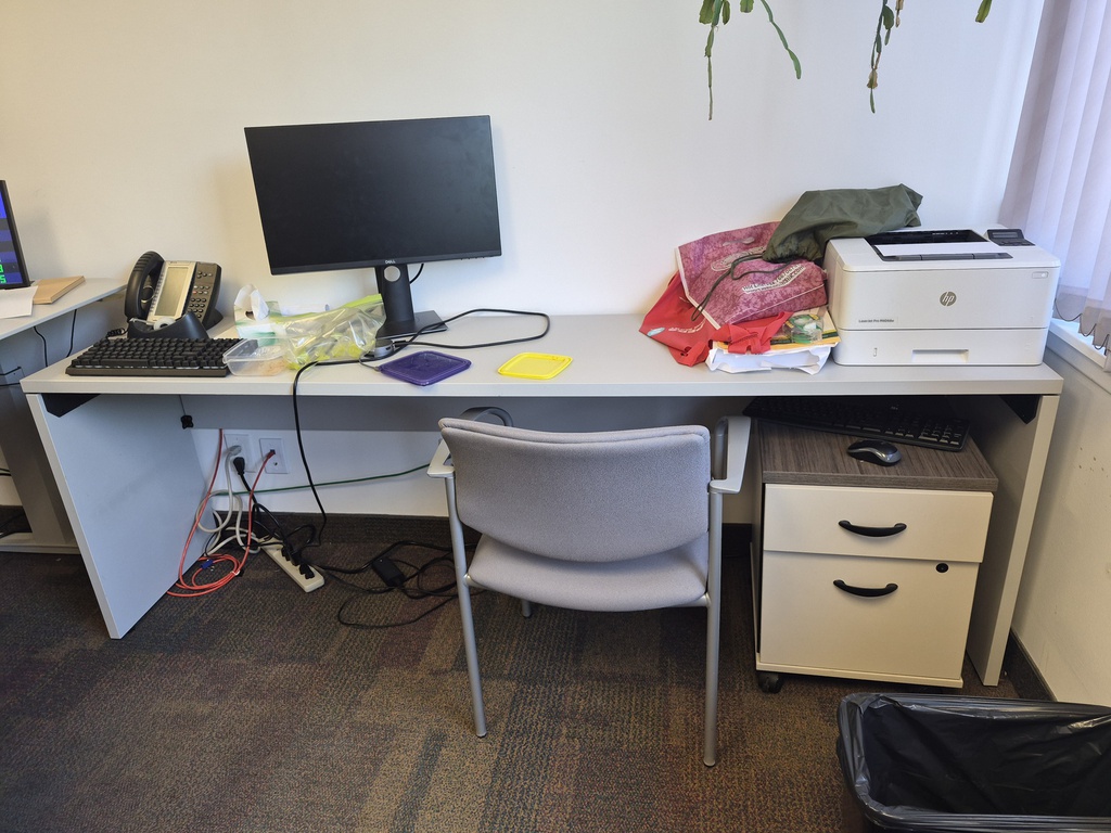 Left Handed desk, wood with ped