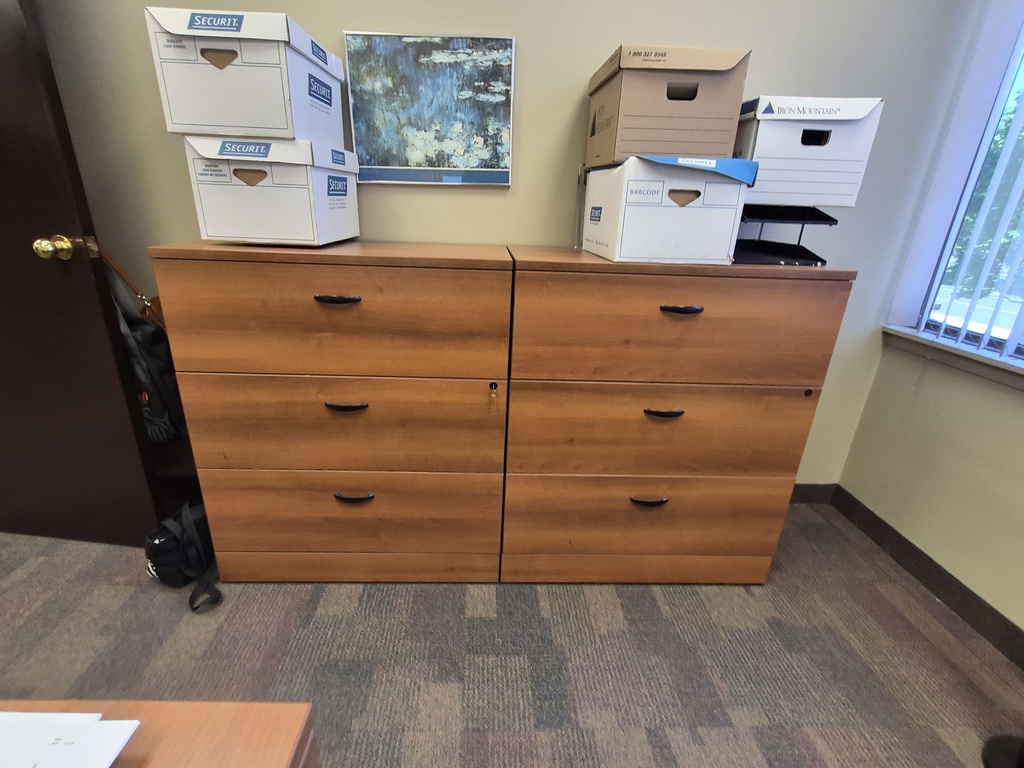 3 drawer file cabinet, wood