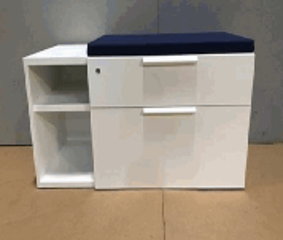 Credenzas, Unit Assembly Credenza, HAB Mockup, Open Shelf, Box/File, Cushion Seat, 41.75Wx21Dx22H