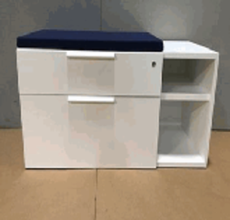 Credenzas, Unit Assembly Credenza, HAB Mockup, Box/File, Open Shelf, Cushion Seat, 41.75Wx21Dx22H